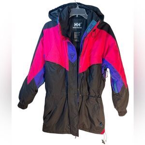 Helly Hansen mens coat XS Black Pink Vtg 90s Waterproof Ski Snow Parka Tech